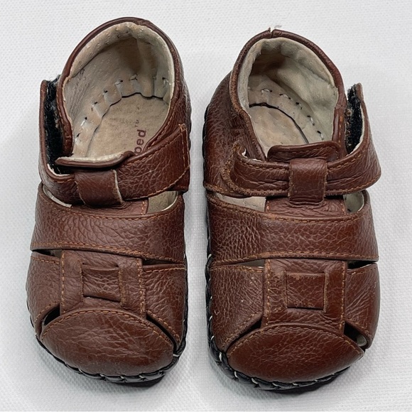 PediPed Baby Shoes Originals Harvey Leather Fisherman Sandal Brown - Picture 2 of 14